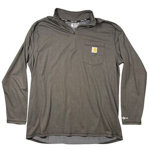 Carhartt Force Quarter Zip Mens XL Gray Moisture Wicking Performance Workwear